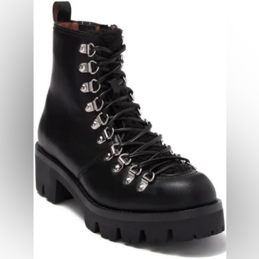✨JEFFREY CAMPBELL Stanley Lace Up Hiker Combat Boot Black SIZE 7 Shoe